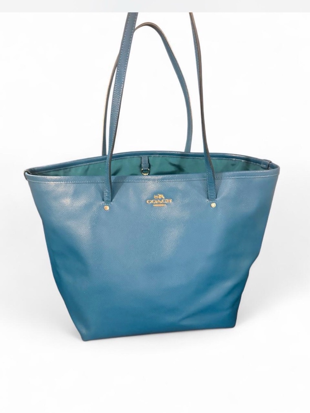 Coach Blue Leather Tote Bag